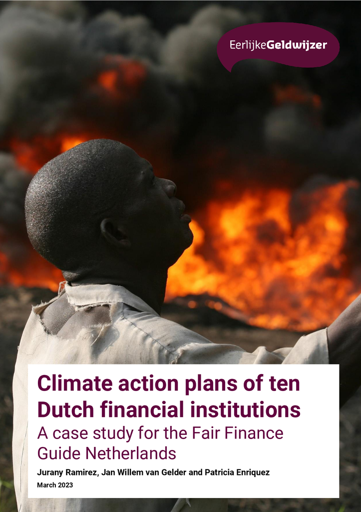 Voorbeeld van de eerste pagina van publicatie 'Klimaatplannen grote banken, verzekeraars en pensioenfondsen schieten ernstig tekort'
