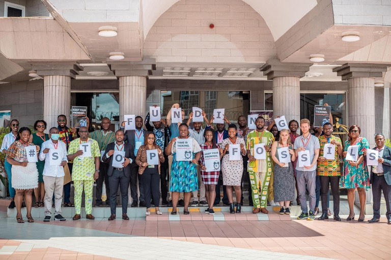 Activisten in Ghana die protesteren tegen subsidies voor olie, kolen en gas.