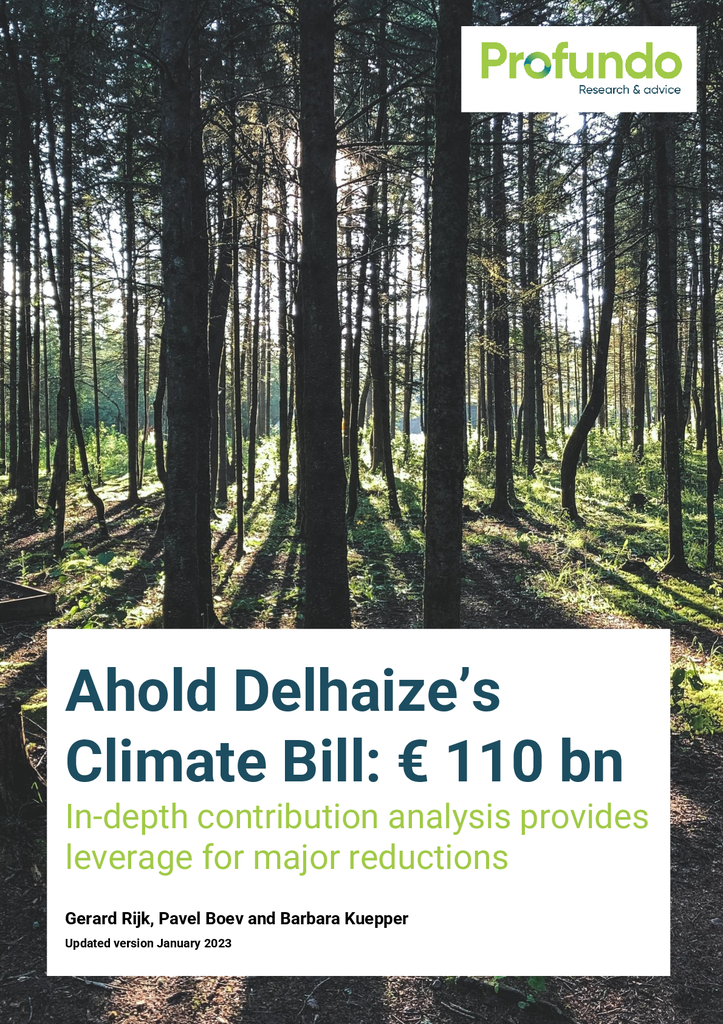 Voorbeeld van de eerste pagina van publicatie 'Update: de klimaatschade van Ahold Delhaize'