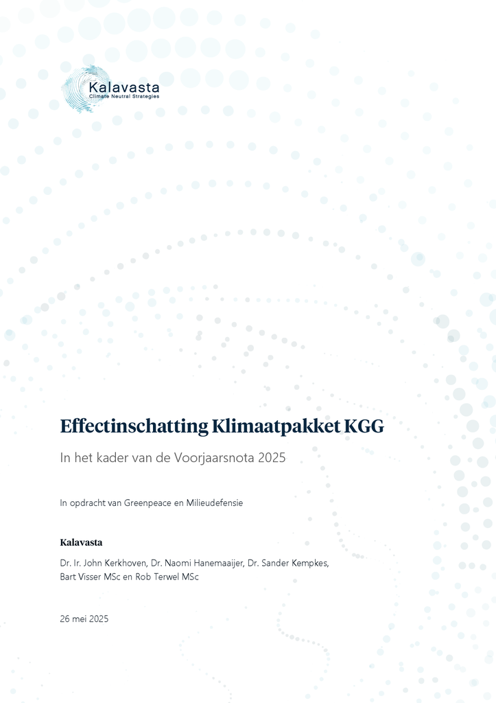 Voorbeeld van de eerste pagina van publicatie 'Effectinschatting Klimaatpakket KGG in het kader van de Voorjaarsnota 2025'