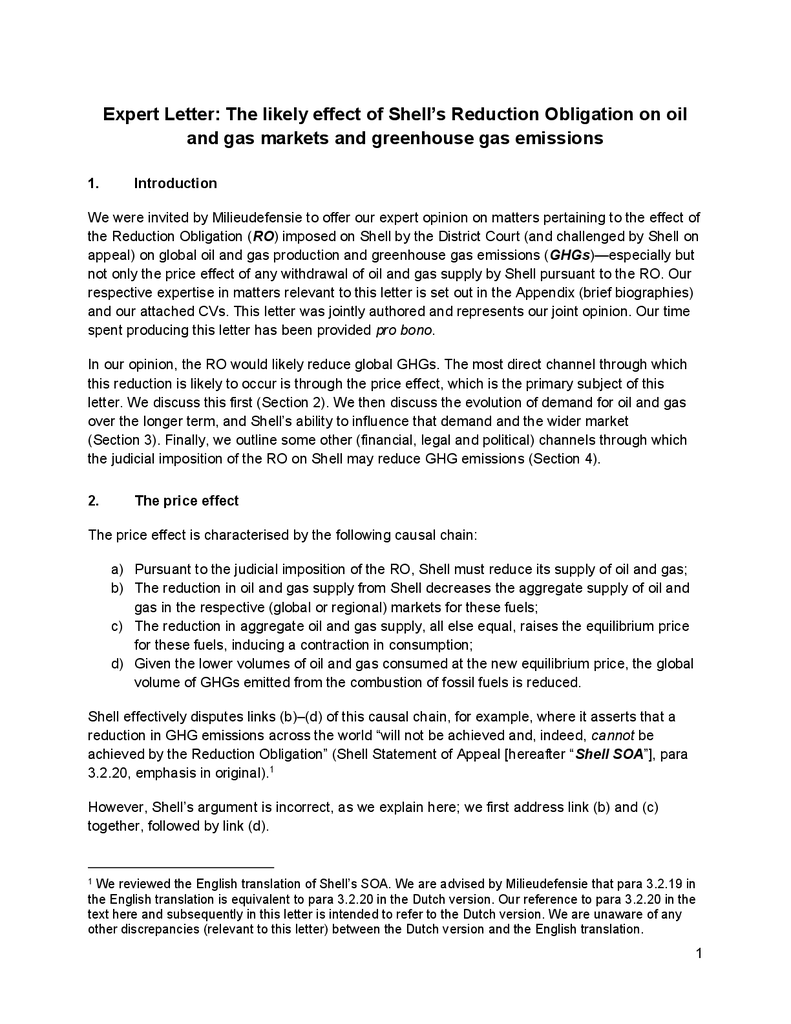 Voorbeeld van de eerste pagina van publicatie 'Klimaatzaak: het effect van de reductieverplichting van Shell'