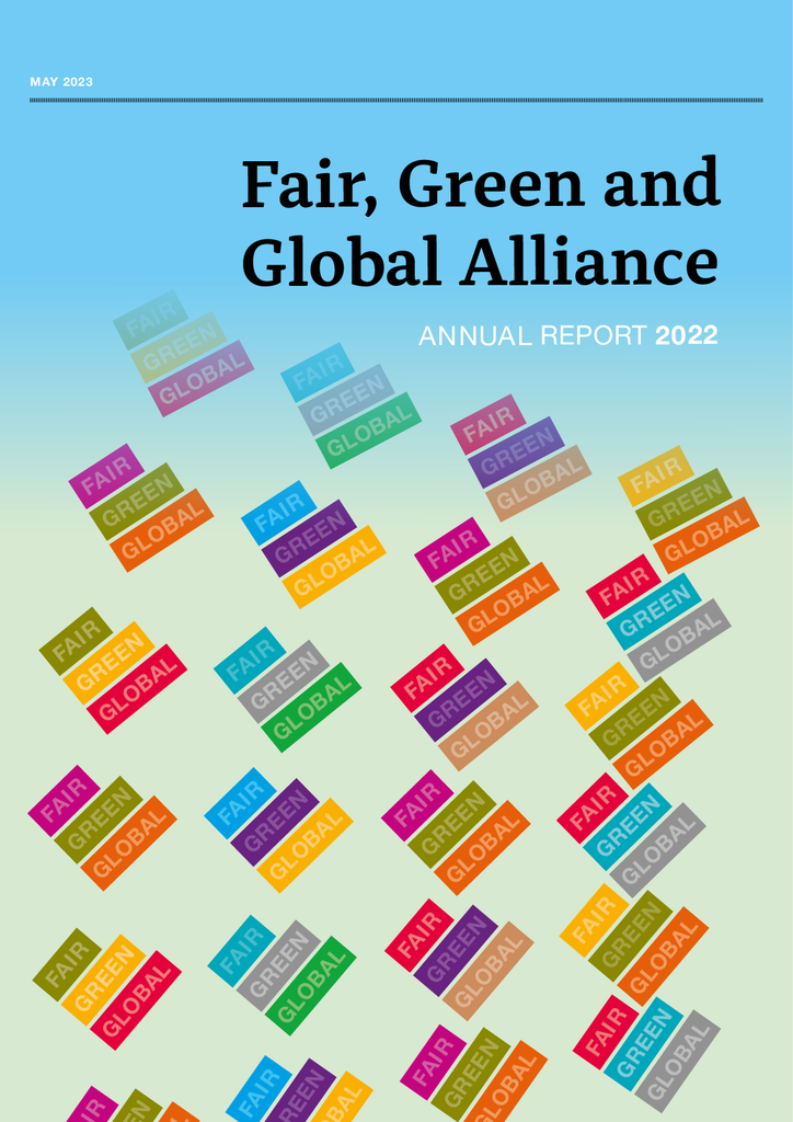 Voorbeeld van de eerste pagina van publicatie 'Jaarverslag Fair, Green and Global 2022'