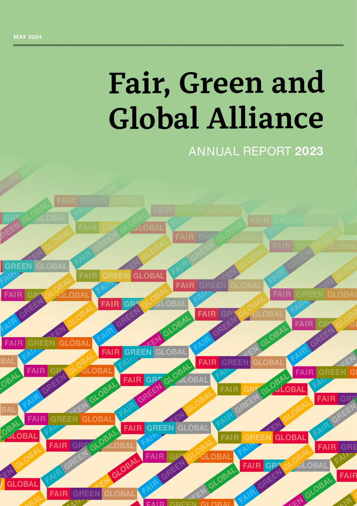 Voorbeeld van de eerste pagina van publicatie 'Jaarverslag Fair, Green and Global 2023'