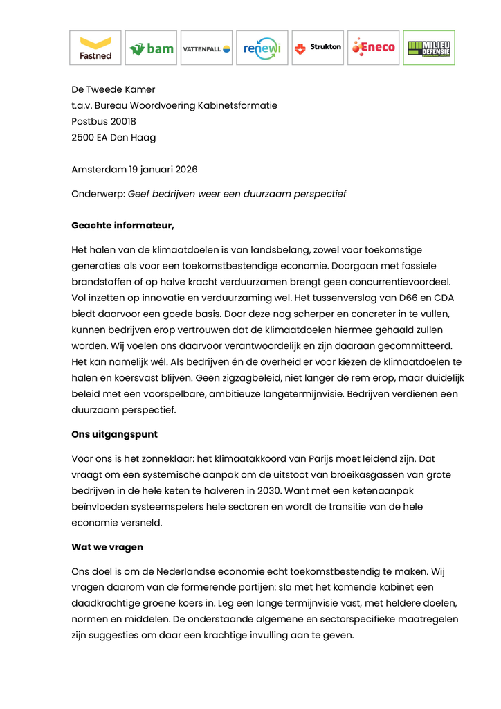 Voorbeeld van de eerste pagina van publicatie 'Formatiebrief Geef bedrijven weer een duurzaam perspectief'