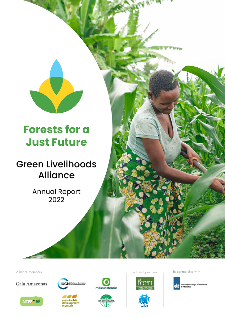 Voorbeeld van de eerste pagina van publicatie 'Jaarverslag Green Livelihoods Alliance 2022'
