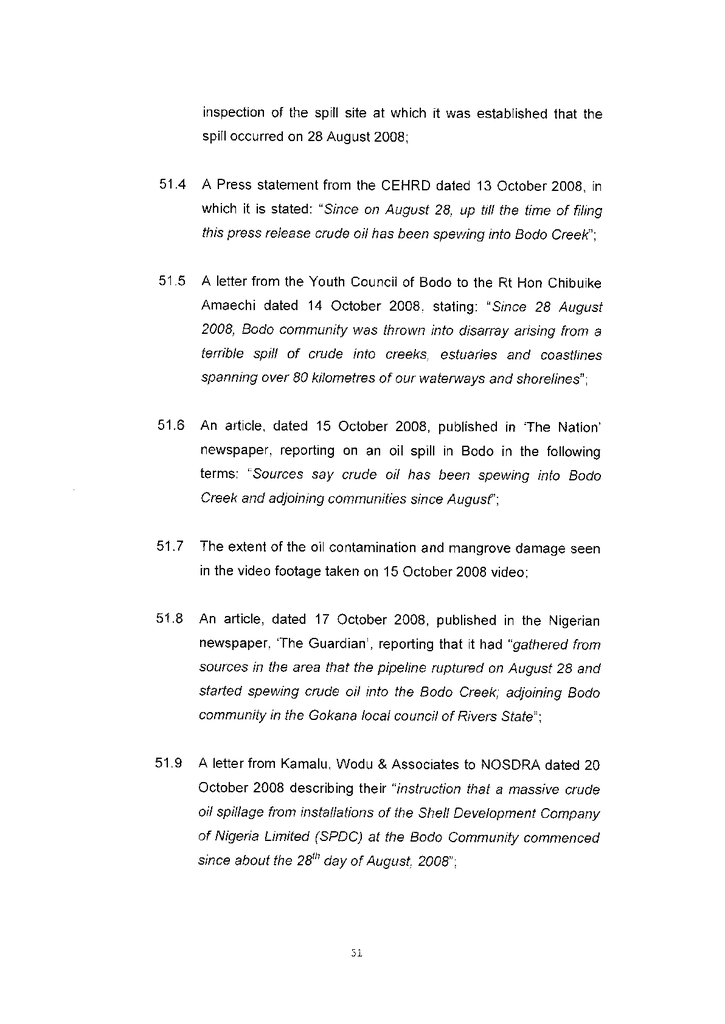 Voorbeeld van de eerste pagina van publicatie 'Courtcase Bodo vs Shell: Amended reply to the amended defence part 2 (page 51-101)'