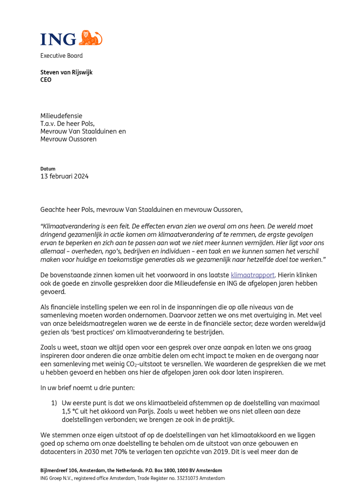 Voorbeeld van de eerste pagina van publicatie 'ING's antwoord op onze aansprakelijkstelling 1'