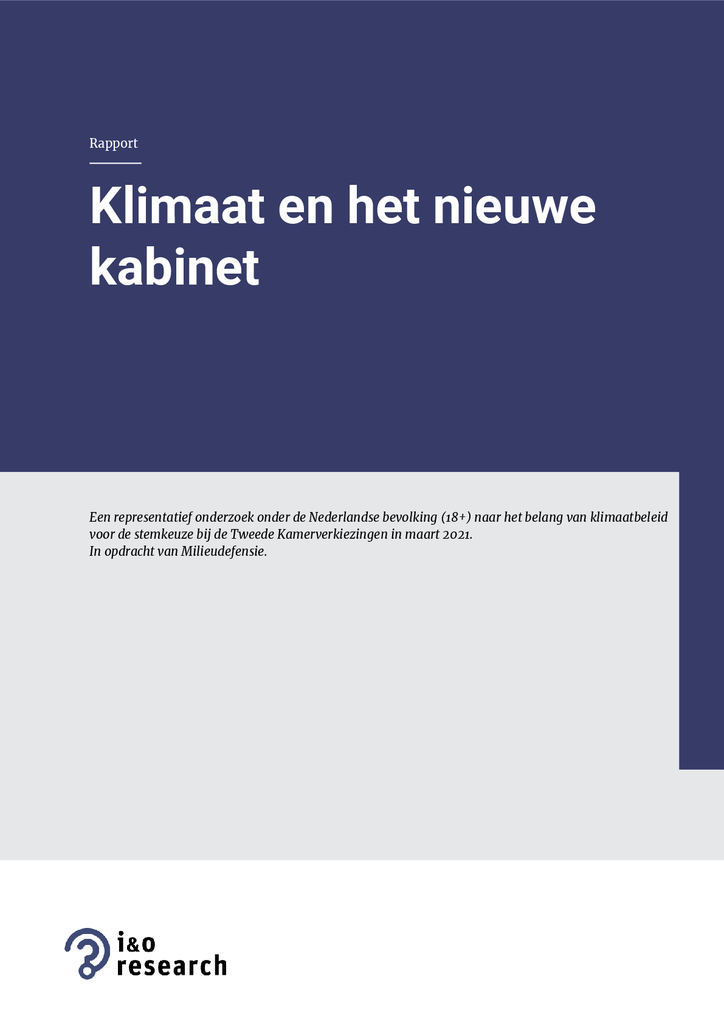 Voorbeeld van de eerste pagina van publicatie 'Onderzoek: Klimaat en het nieuwe kabinet'