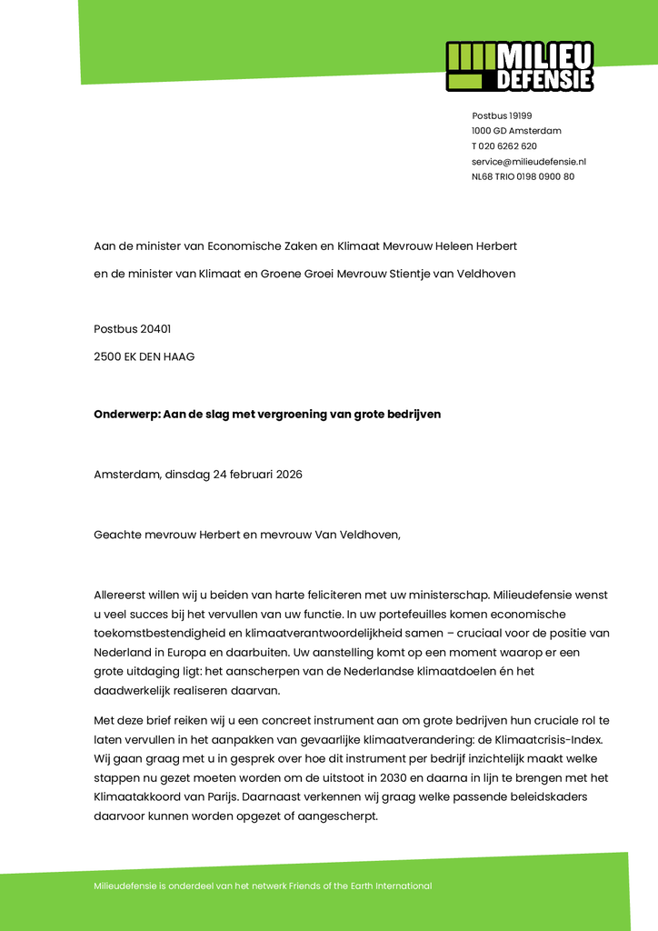 Voorbeeld van de eerste pagina van publicatie 'Klimaatcrisis-index 2026 - Brief aan ministers'