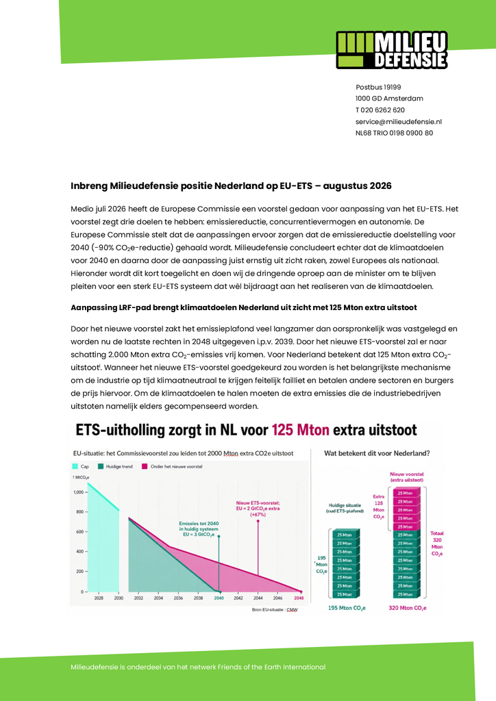Voorbeeld van de eerste pagina van publicatie 'Door afzwakking EU-ETS raken klimaatdoelen uit zicht'