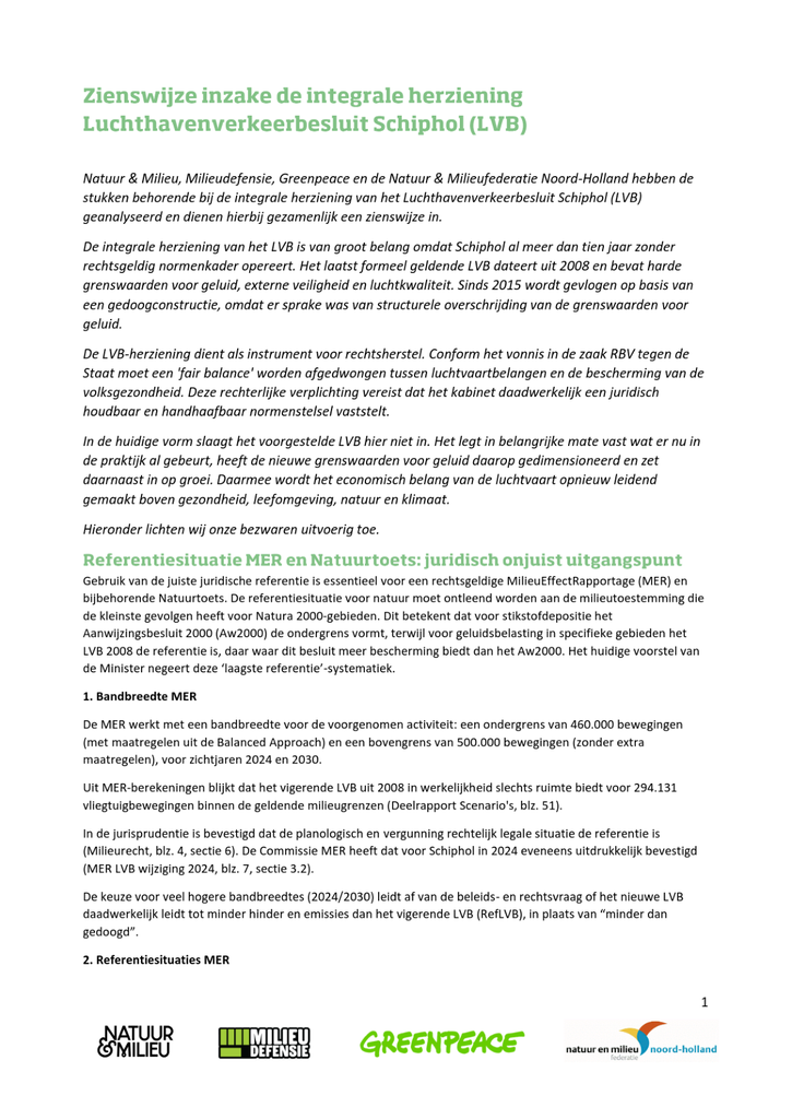 Voorbeeld van de eerste pagina van publicatie 'Minister, laat Schiphol recht doen aan klimaat, natuur en omwonenden'