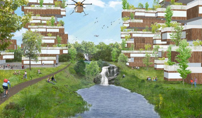 De stad van 2120.jpg Illustratie uit ‘De stad van 2120: natuurlijk!ʼ Wageningen University & Research