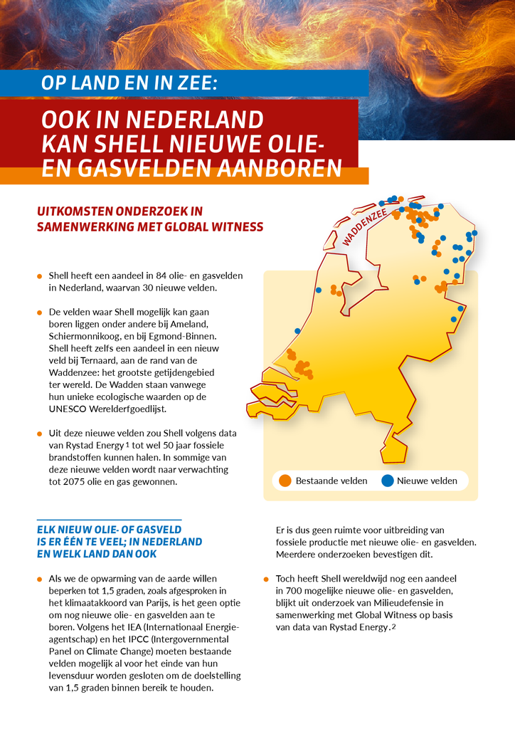 Voorbeeld van de eerste pagina van publicatie 'Onderzoek nieuwe olie en gasvelden van Shell in Nederland'