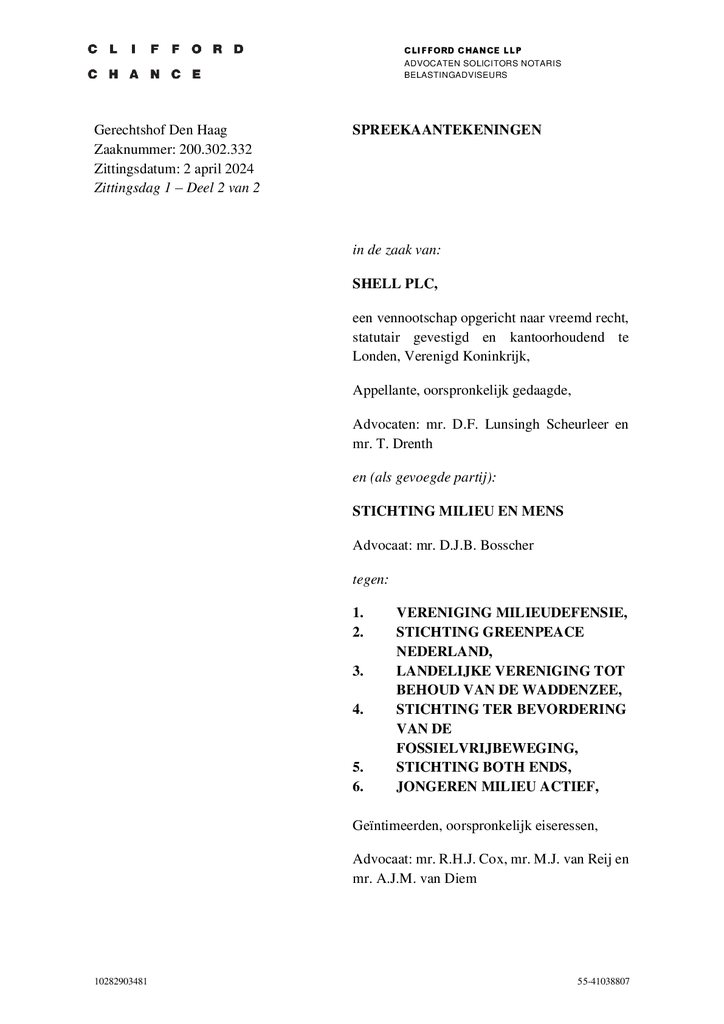 Voorbeeld van de eerste pagina van publicatie 'Openingspleidooi Shell hoger beroep in de Klimaatzaak tegen Shell (deel 2)'