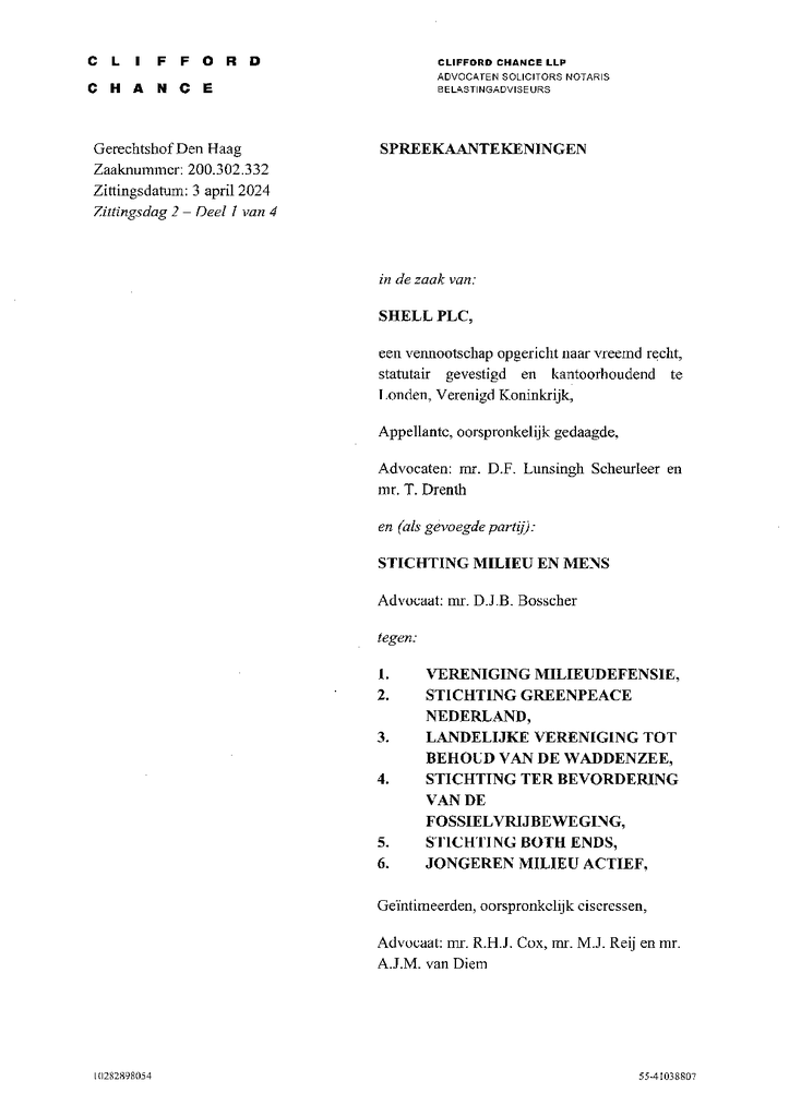 Voorbeeld van de eerste pagina van publicatie 'Pleitnota Shell zittingsdag 2 hoger beroep Klimaatzaak Shell (deel 1)'