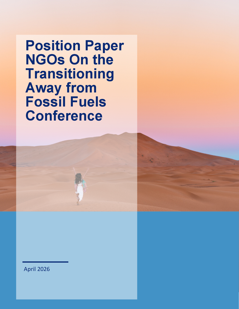 Voorbeeld van de eerste pagina van publicatie 'Position Paper On the Transitioning  Away from  Fossil Fuels Conference'