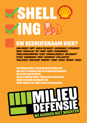 PRINT_ADVERTENTIE_420x594-1.png Advertentie van Milieudefensie waarschuwt grote vervuilers om met een goed klimaatplan te komen, omdat zij anders ook voor de rechter worden gedaagd.