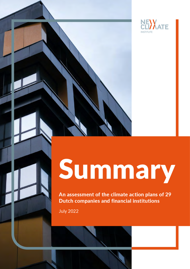 Voorbeeld van de eerste pagina van publicatie 'Samenvatting (EN): onderzoek naar de klimaatplannen van 29 grote vervuilers'