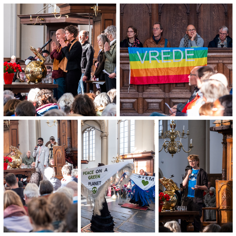 collage van foto's tijdens de interreligieuze klimaatviering. © Michiel Wijnbergh