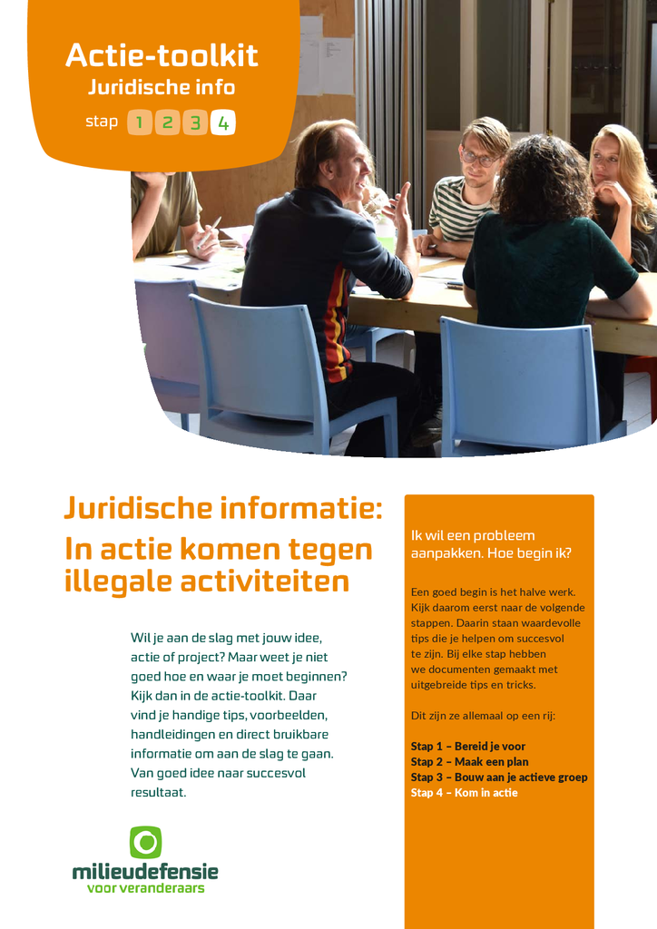 Voorbeeld van de eerste pagina van publicatie 'Juridische informatie: in actie komen tegen illegale activiteiten'